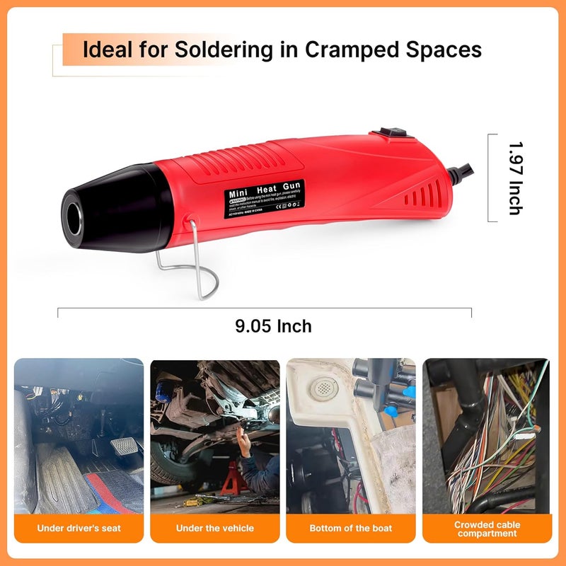Kuject Heat Gun for Shrink Tubing, 820PCS Solder Seal Wire Connectors & Heat Shrink Tubing Kit, Waterproof Heat Shrink Wire Connectors Kit with Mini Heat Gun for Marine Automotive Wiring, AWG 26-10 - Image 4